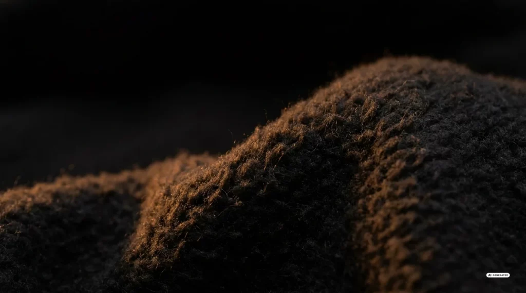 Nahaufnahme von Fleece- und Sherpa-Innenfutter eines Kapuzenpullovers